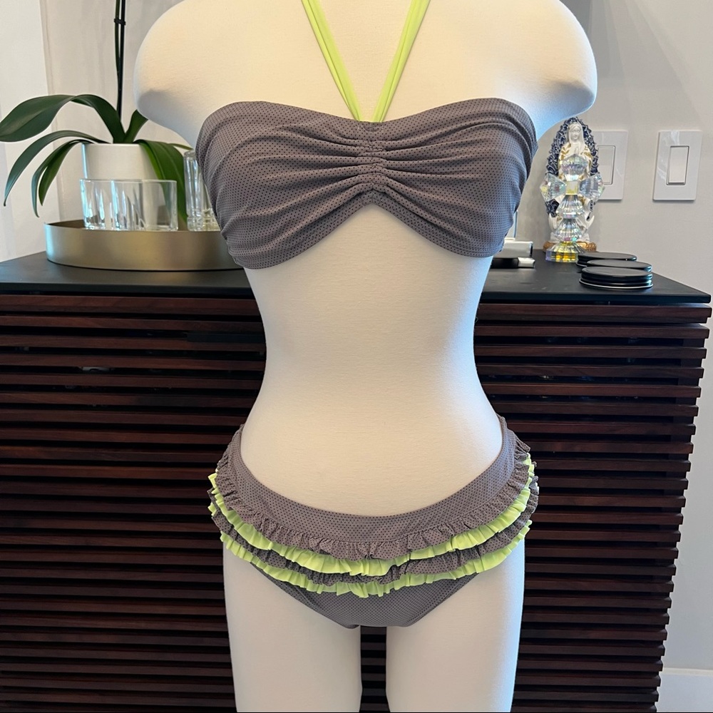 Colombian bikini L (runs like M ) gray & neon green